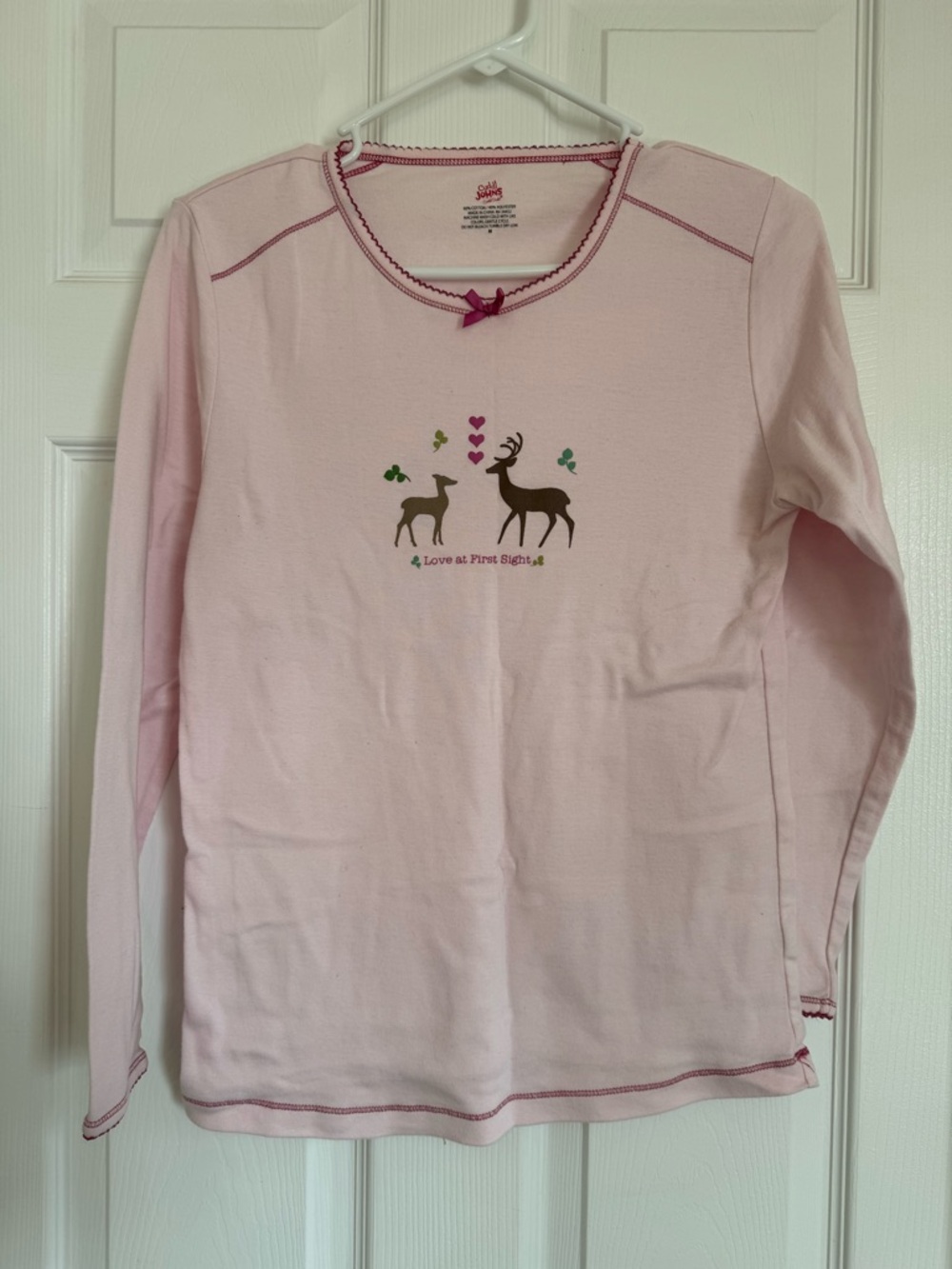 Cuddl Duds Pink Long-Sleeve Deer Graphic Tee